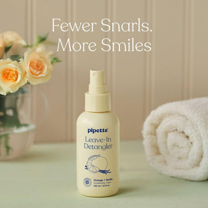 Pipette Leave-In Hair Detangler Spray for Kids - Silicone-Free Detangling Spray with Squalane, Orange & Vanilla Scent, 4.4 Fl Oz