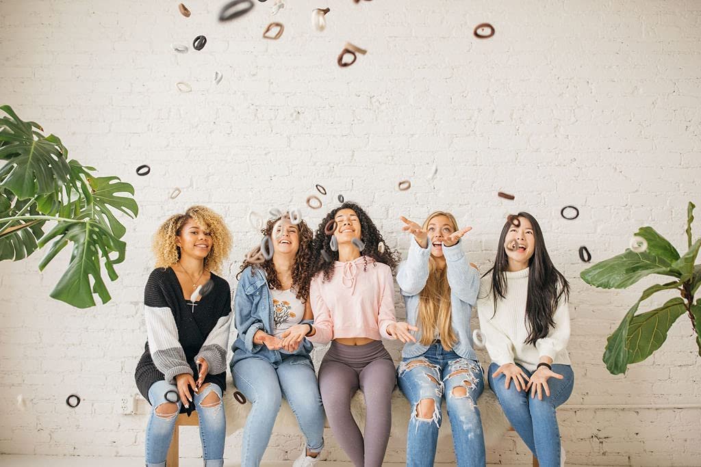 Burlybands Large Hair Ties for Thick, Heavy or Curly Hair - Non-Slip, Non-Damage, Seamless Ponytail Scrunchies - Dark Gray, 8 Pack - görsel 7