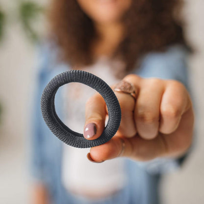 Burlybands Large Hair Ties for Thick, Heavy or Curly Hair - Non-Slip, Non-Damage, Seamless Ponytail Scrunchies - Dark Gray, 8 Pack