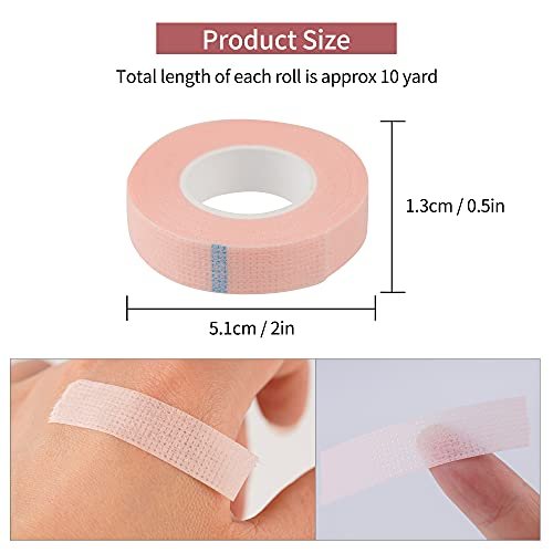 25 PCS Eyelash Extension Tape Set - Adhesive Fabric Lash Tape for Under Eye, Breathable Micropore Medical Tape for Individual Eyelash Extension Supplies (1/2" x 10 Yards Each Roll, Green+Pink+Blue+White+Purple) - görsel 4