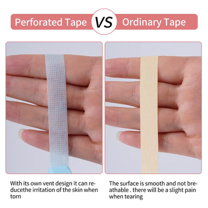25 PCS Eyelash Extension Tape Set - Adhesive Fabric Lash Tape for Under Eye, Breathable Micropore Medical Tape for Individual Eyelash Extension Supplies (1/2" x 10 Yards Each Roll, Green+Pink+Blue+White+Purple)