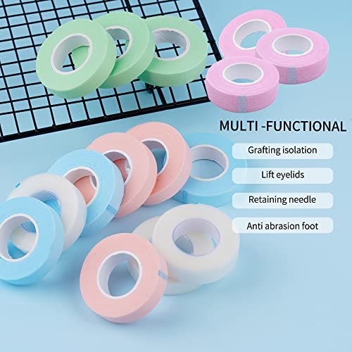 25 PCS Eyelash Extension Tape Set - Adhesive Fabric Lash Tape for Under Eye, Breathable Micropore Medical Tape for Individual Eyelash Extension Supplies (1/2" x 10 Yards Each Roll, Green+Pink+Blue+White+Purple) - görsel 10