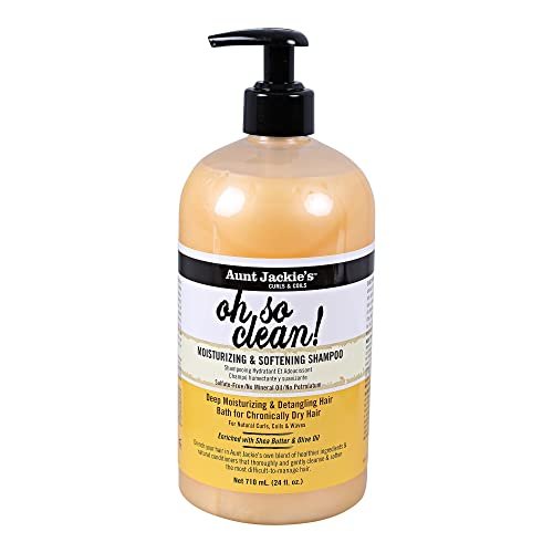 Aunt Jackie's Curls and Coils Oh So Clean Deep Moisturizing Shampoo - 24 oz Family Size Pump for Natural Curls, Coils, and Waves Avelisse