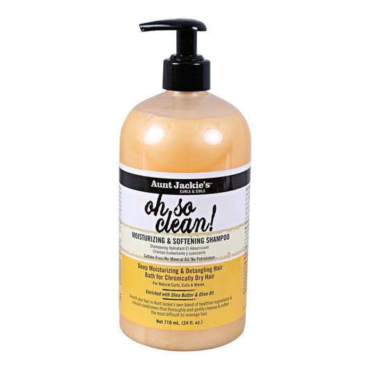 Aunt Jackie's Curls and Coils Oh So Clean Deep Moisturizing Shampoo - 24 oz Family Size Pump for Natural Curls, Coils, and Waves Avelisse