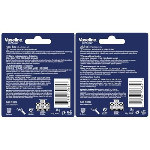 Vaseline Lip Therapy Variety 4-Pack: Original & Rosy Lips Moisturizing Lip Balm with Vitamin E, 0.16 oz Each - görsel 4