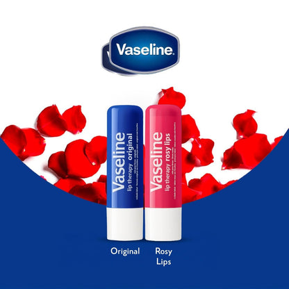 Vaseline Lip Therapy Variety 4-Pack: Original & Rosy Lips Moisturizing Lip Balm with Vitamin E, 0.16 oz Each