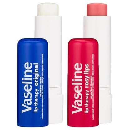Vaseline Lip Therapy Variety 4-Pack: Original & Rosy Lips Moisturizing Lip Balm with Vitamin E, 0.16 oz Each