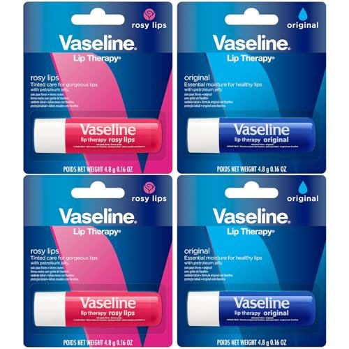 Vaseline Lip Therapy Variety 4-Pack: Original & Rosy Lips Moisturizing Lip Balm with Vitamin E, 0.16 oz Each - görsel 2