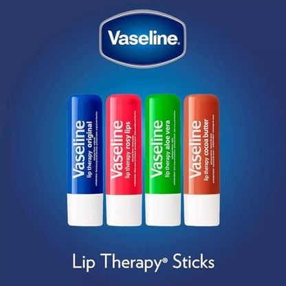 Vaseline Lip Therapy Variety 4-Pack: Original & Rosy Lips Moisturizing Lip Balm with Vitamin E, 0.16 oz Each