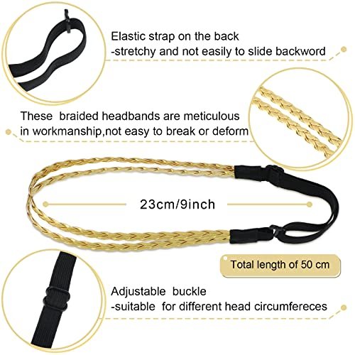 Jutom 6 Pcs Boho Braided Elastic Headbands for Women – No Slip Stretchy Headbands, Strand Plaited Hair Band, Hippie Hair Accessory Gift - görsel 6