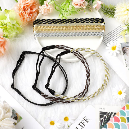 Jutom 6 Pcs Boho Braided Elastic Headbands for Women – No Slip Stretchy Headbands, Strand Plaited Hair Band, Hippie Hair Accessory Gift