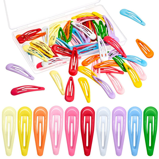 60Pcs Snap Hair Clips for Girls – Gingbiss 2 Inch Silicone Coating Colorful Metal Hair Barrettes with Storage Case, No Slip Hair Accessories for Women Girls Kids, 10 Assorted Colors