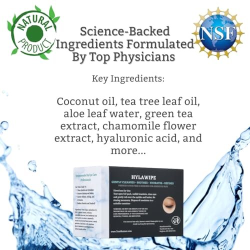TearRestore Tea Tree HylaWipe Eyelid Wipes - 30 Count | Hydrating Eye Lid Cleanser for Blepharitis, Dry, Red, Itchy Eyes - görsel 8