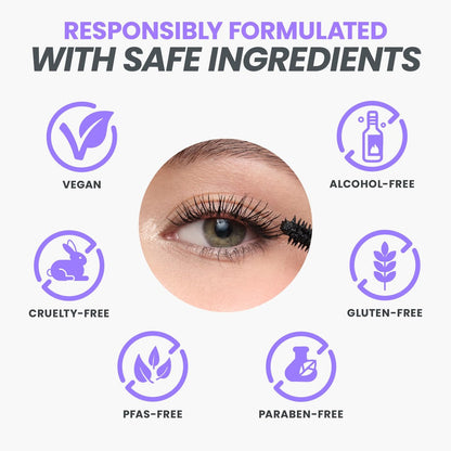 Wonderskin Mascara - Black Volumizing & Lengthening Mascara for Dramatic Lashes, Smudge Proof, 0.34 Fl Oz