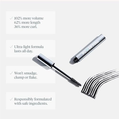 Wonderskin Mascara - Black Volumizing & Lengthening Mascara for Dramatic Lashes, Smudge Proof, 0.34 Fl Oz