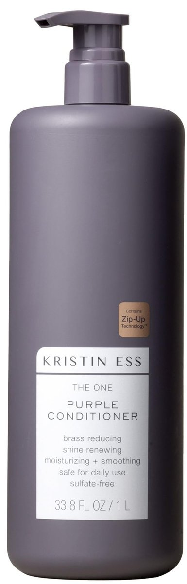 Kristin Ess Hair The One Purple Conditioner - Toning for Blonde, Silver, and Gray Hair - Neutralizes Brass & Yellow Tones - Moisturizing & Keratin Safe - 33.8 fl oz Avelisse
