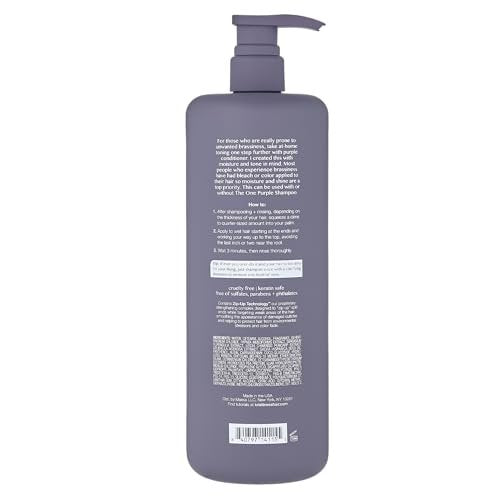 Kristin Ess Hair The One Purple Conditioner - Toning for Blonde, Silver, and Gray Hair - Neutralizes Brass & Yellow Tones - Moisturizing & Keratin Safe - 33.8 fl oz Avelisse