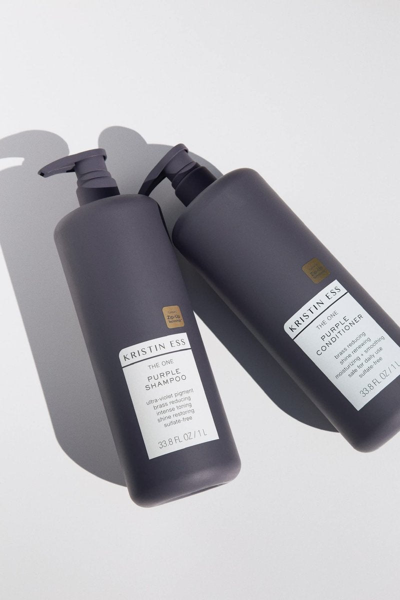 Kristin Ess Hair The One Purple Conditioner - Toning for Blonde, Silver, and Gray Hair - Neutralizes Brass & Yellow Tones - Moisturizing & Keratin Safe - 33.8 fl oz Avelisse
