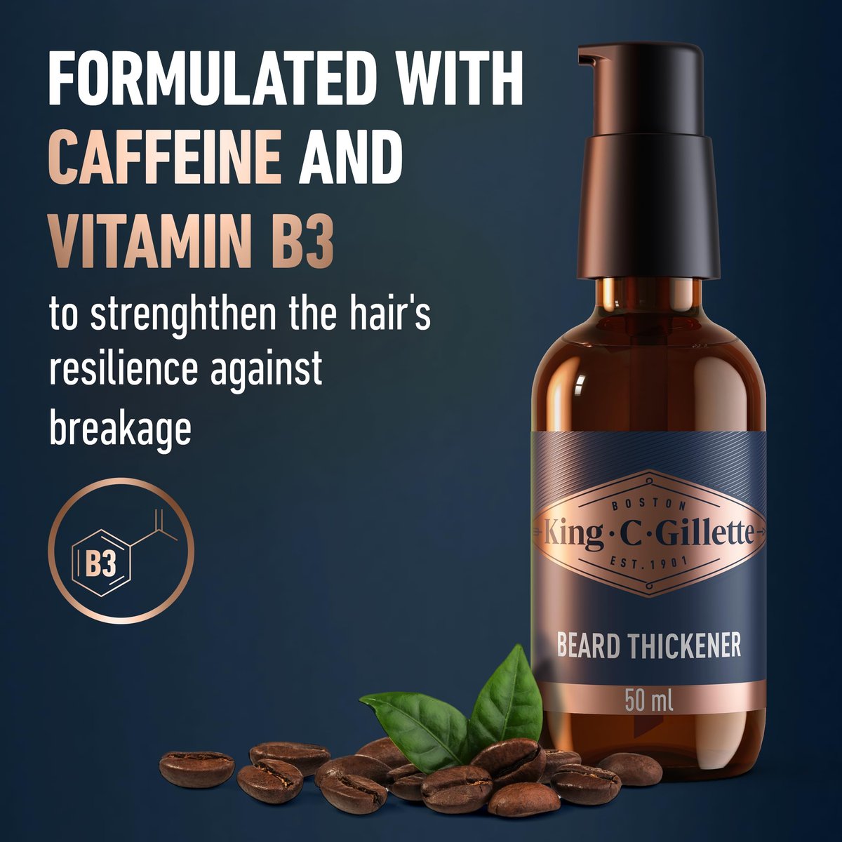 King C. Gillette Beard Thickener with Vitamin B Complex & Caffeine, 1.7 oz - görsel 9