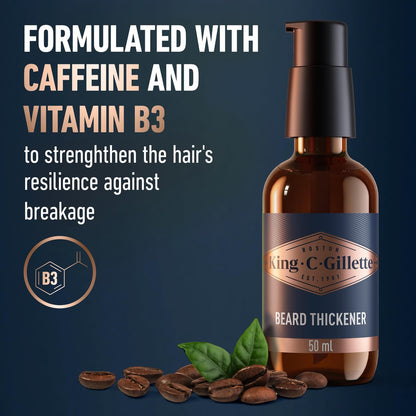 King C. Gillette Beard Thickener with Vitamin B Complex & Caffeine, 1.7 oz