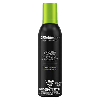 Gillette Labs Quick Rinse Lightweight Shave Foam for Men, 8.1 oz – Skin-Protecting Shaving Foam