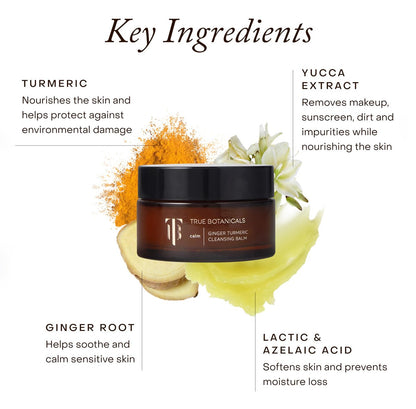 True Botanicals Ginger Turmeric Cleansing Balm – Natural Hydrating Facial Cleanser & Makeup Remover for Dry & Sensitive Skin (3.4 oz) Avelisse