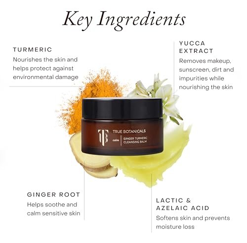True Botanicals Ginger Turmeric Cleansing Balm – Natural Hydrating Facial Cleanser & Makeup Remover for Dry & Sensitive Skin (3.4 oz) Avelisse