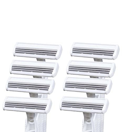 Crazors 3-Blade Disposable Razors for Men & Women – 8-Pack Single-Use Body & Face Shaver – Eco-Friendly Travel-Size Toiletries Avelisse
