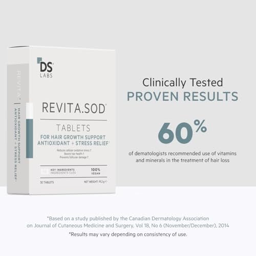 DS Labs Revita.SOD Hair Support Tablets - Daily Hair Wellness Supplement with Superoxide Dismutase, Zinc & Ashwagandha, for Men & Women, 30 Tablets Avelisse