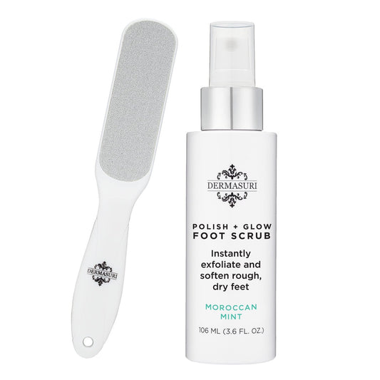 Dermasuri Callus Remover Foot Scrub with Exfoliating Spray and Reusable Sole File - Dead Skin Remover for Cracked Heels - Deluxe Pedicure Spa Kit Avelisse