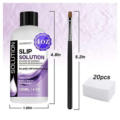 LOUINSTIC Slip Solution for Poly Extension Gel - 4oz Professional Anti-Stick Liquid, Nail Brush Cleaner, Easy to Use for Beginners - görsel 12