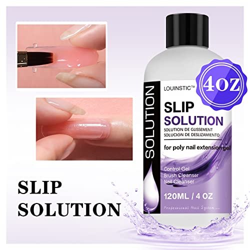 LOUINSTIC Slip Solution for Poly Extension Gel - 4oz Professional Anti-Stick Liquid, Nail Brush Cleaner, Easy to Use for Beginners - görsel 10