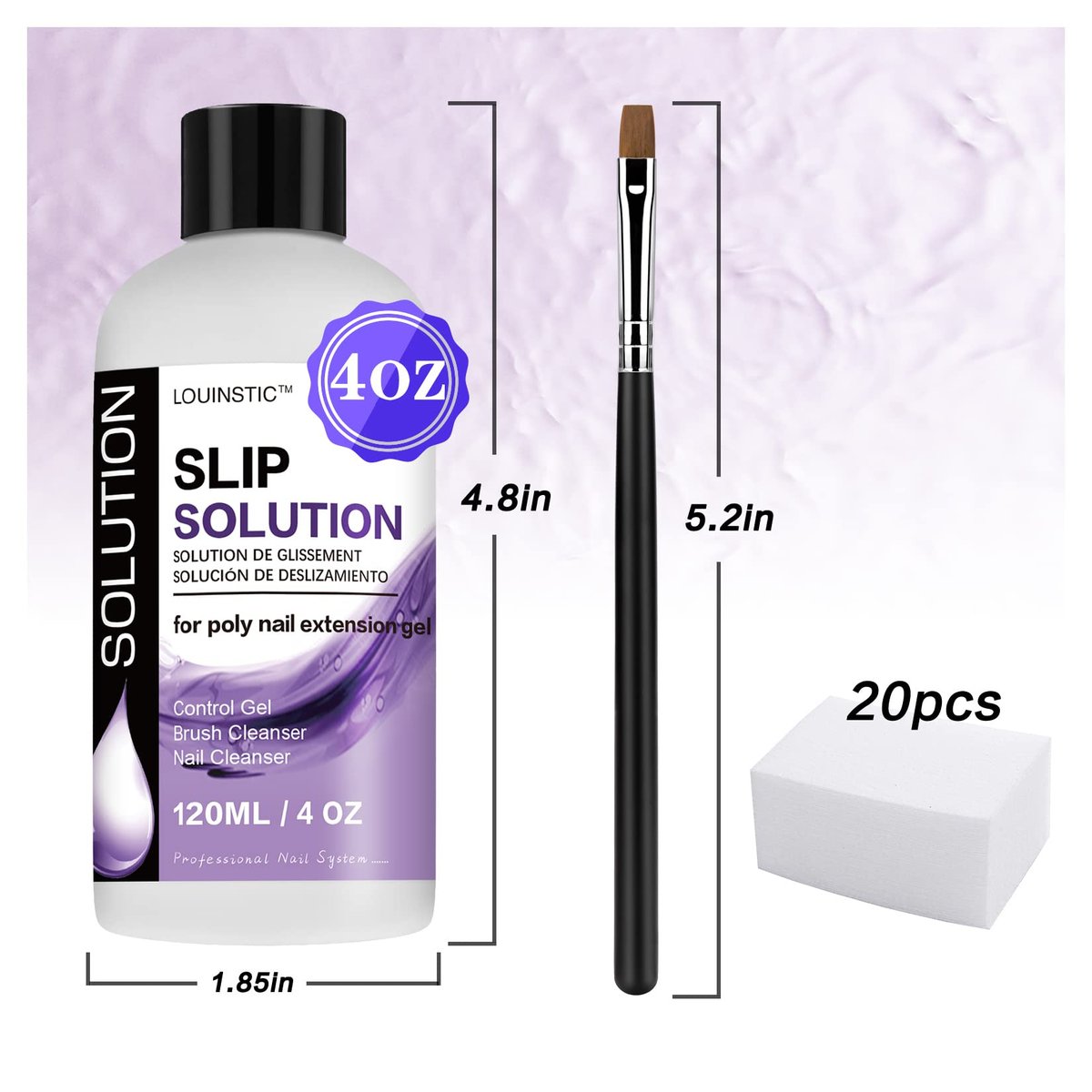 LOUINSTIC Slip Solution for Poly Extension Gel - 4oz Professional Anti-Stick Liquid, Nail Brush Cleaner, Easy to Use for Beginners - görsel 11