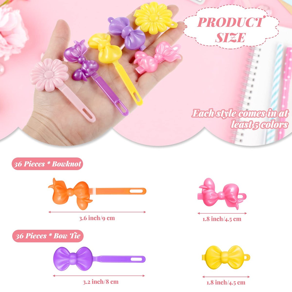 72-Pack Self Hinge Hair Barrettes Plastic Hair Clips for Girls | Colorful Cute Barrettes for Toddler Kids Baby Hairpins Accessories Avelisse