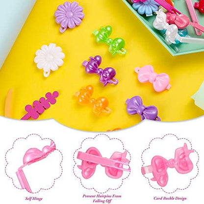 72-Pack Self Hinge Hair Barrettes Plastic Hair Clips for Girls | Colorful Cute Barrettes for Toddler Kids Baby Hairpins Accessories Avelisse