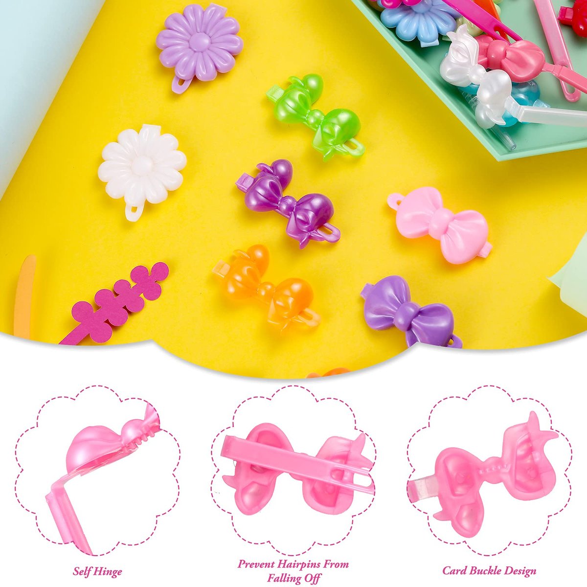 72-Pack Self Hinge Hair Barrettes Plastic Hair Clips for Girls | Colorful Cute Barrettes for Toddler Kids Baby Hairpins Accessories Avelisse