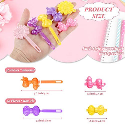 72-Pack Self Hinge Hair Barrettes Plastic Hair Clips for Girls | Colorful Cute Barrettes for Toddler Kids Baby Hairpins Accessories Avelisse
