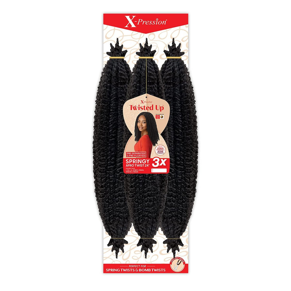 X-Pression Twisted Up 3X Springy Afro Twist Crochet Braids – 24" (1-Pack, Color 27) - görsel 1