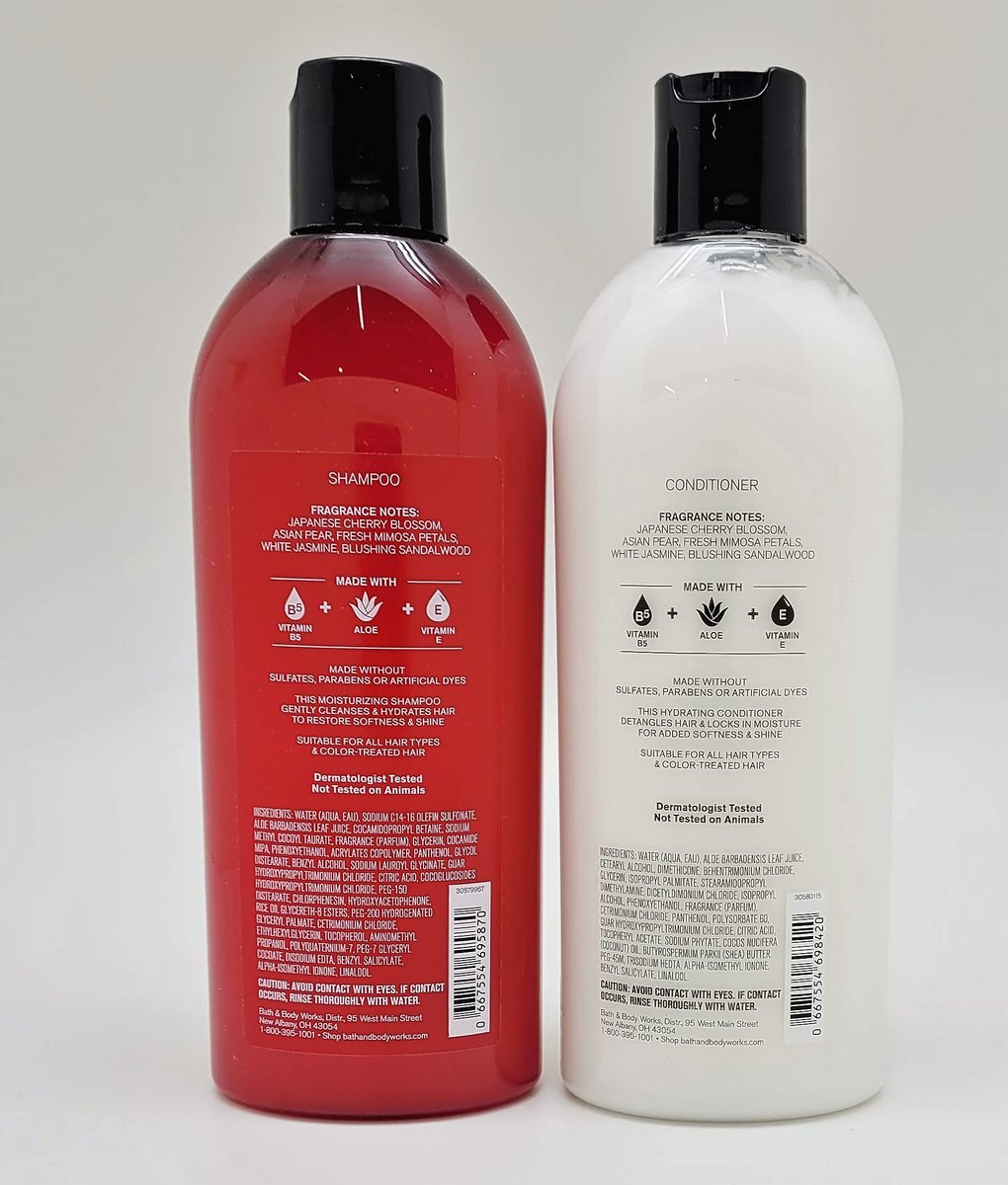 Bath & Body Works Japanese Cherry Blossom Shampoo and Conditioner Set, 16 fl oz Each Avelisse