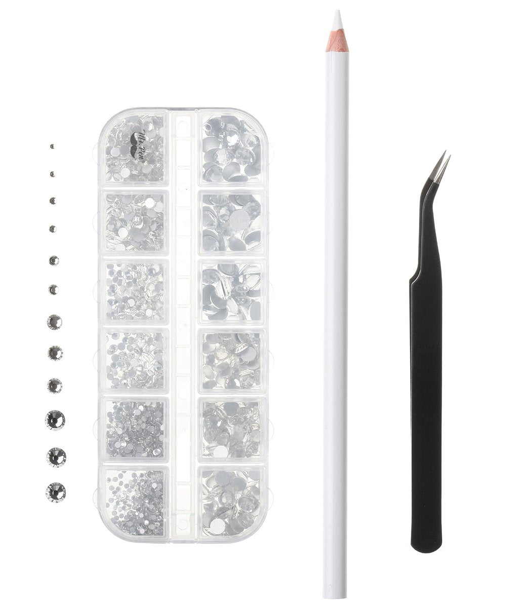 Mr. Pen Clear Flatback Rhinestones 2000 pcs with Pick Up Tweezer & Picking Pen for Crafts, Nail Art, Jewelry Making, DIY Bling Projects - görsel 1