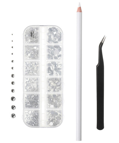 Mr. Pen Clear Flatback Rhinestones 2000 pcs with Pick Up Tweezer & Picking Pen for Crafts, Nail Art, Jewelry Making, DIY Bling Projects
