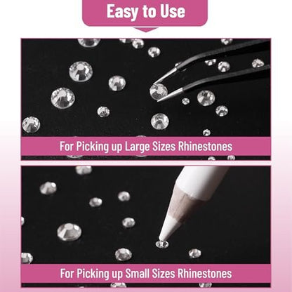 Mr. Pen Clear Flatback Rhinestones 2000 pcs with Pick Up Tweezer & Picking Pen for Crafts, Nail Art, Jewelry Making, DIY Bling Projects