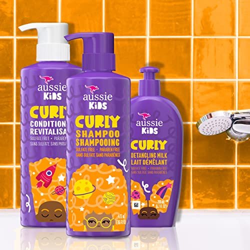 Aussie Kids Curly Hair Shampoo, Conditioner & Leave-In Conditioner Set - Sulfate & Paraben Free, 3-Piece Bundle Avelisse
