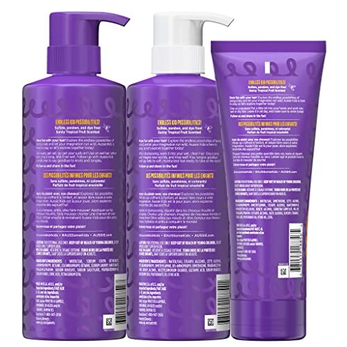 Aussie Kids Curly Hair Shampoo, Conditioner & Leave-In Conditioner Set - Sulfate & Paraben Free, 3-Piece Bundle Avelisse