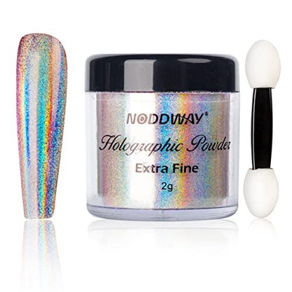 NODDWAY Holographic Powder - 0.07oz/2g Rainbow Chrome Fine Pigment for Epoxy Resin, Nails, and Crafts