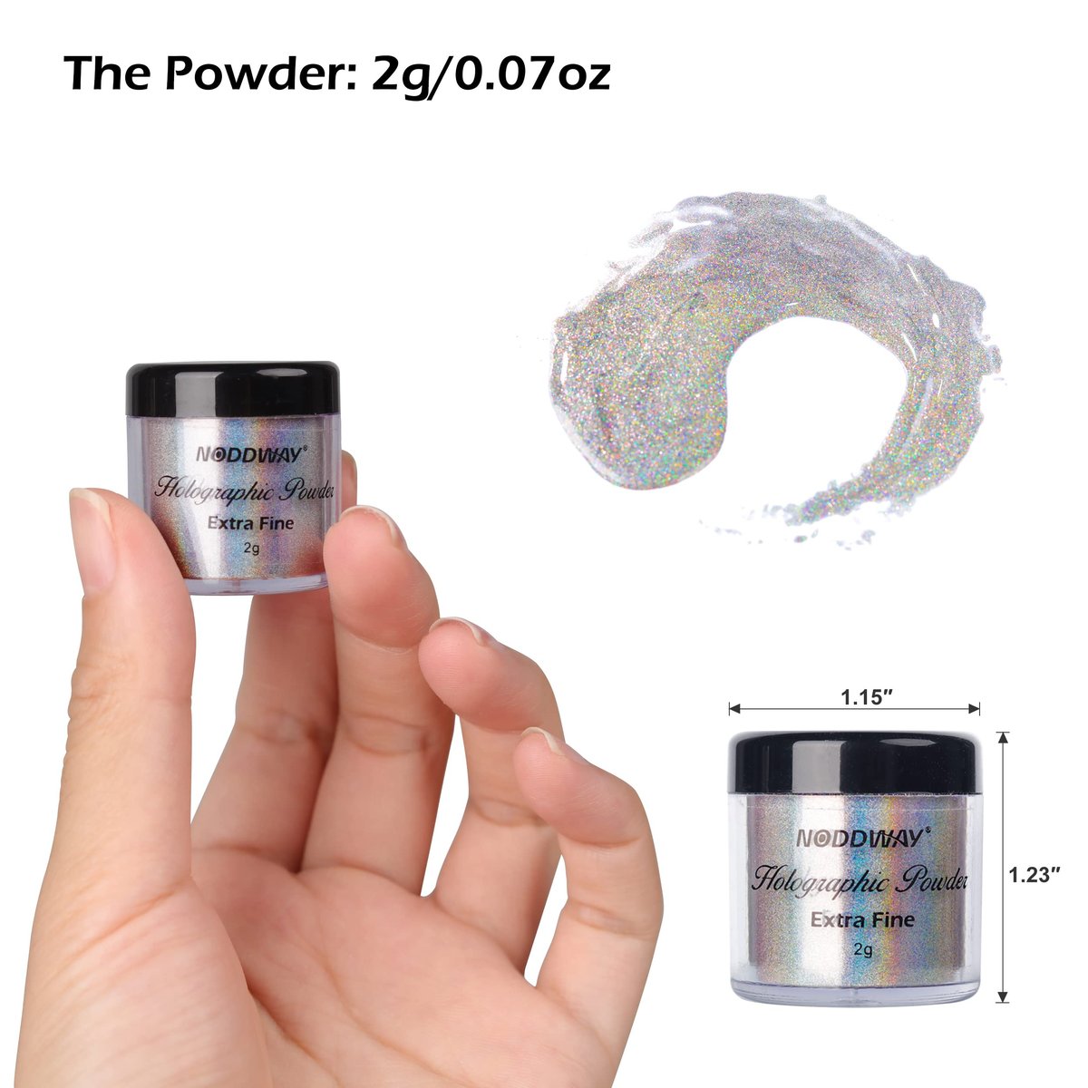 NODDWAY Holographic Powder - 0.07oz/2g Rainbow Chrome Fine Pigment for Epoxy Resin, Nails, and Crafts - görsel 3