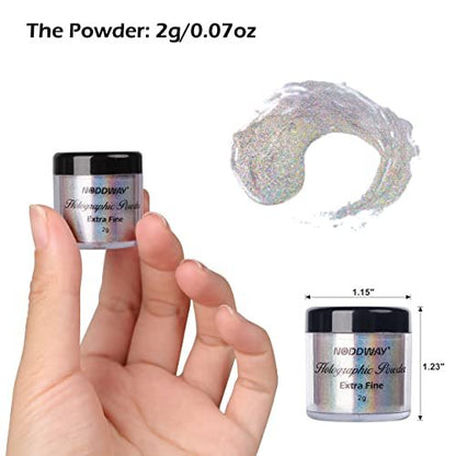 NODDWAY Holographic Powder - 0.07oz/2g Rainbow Chrome Fine Pigment for Epoxy Resin, Nails, and Crafts