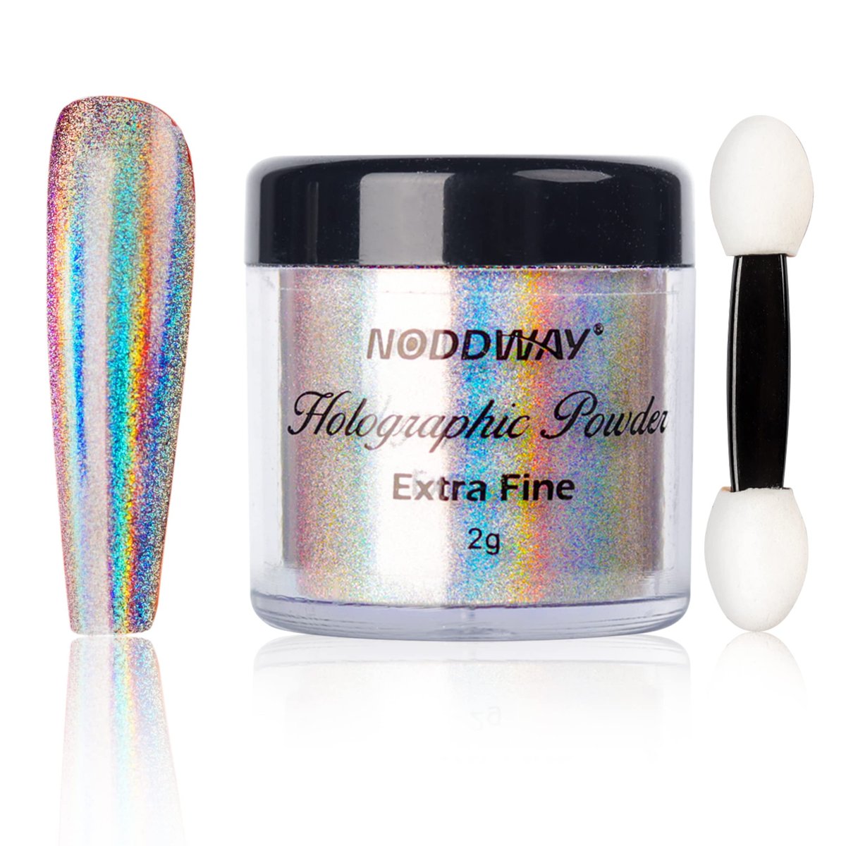 NODDWAY Holographic Powder - 0.07oz/2g Rainbow Chrome Fine Pigment for Epoxy Resin, Nails, and Crafts - görsel 1