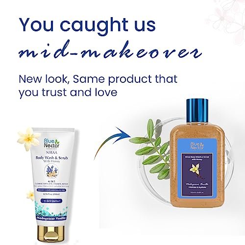 Blue Nectar Vanilla Body Wash & Scrub with Honey – Deep Cleansing, Exfoliation & Anti-Cellulite (8.4 Fl Oz) - görsel 4