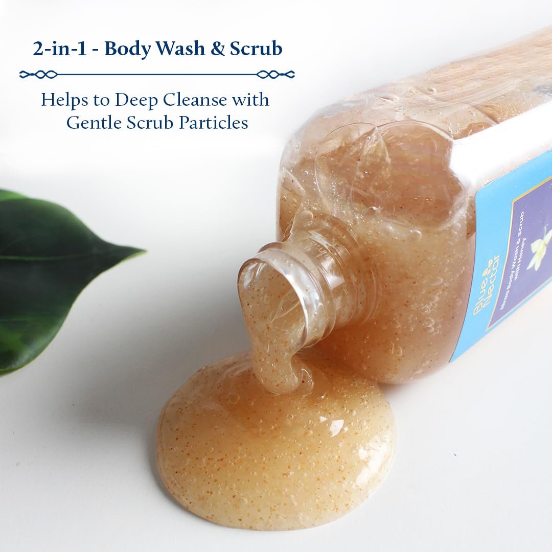 Blue Nectar Vanilla Body Wash & Scrub with Honey – Deep Cleansing, Exfoliation & Anti-Cellulite (8.4 Fl Oz) - görsel 5